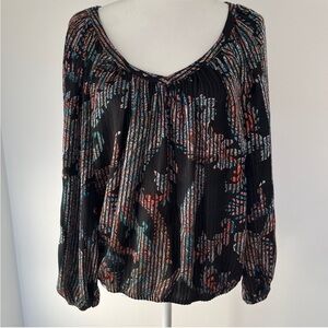 Maeve Anthropologie Sheer Paisley Peasant Blouse Small Boho Long Sleeve *N9